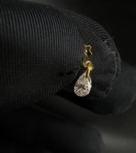 14k Gold Pear Diamond Stud Earring 16g Helix Flatback <b>Piercing</b> <b>Jewelry</b> Dainty <b>Cartilage</b> Earring Gift For Women - Product Image 1