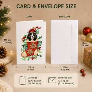 Tarjeta de Felicitación Artesanal de Lujo con Diseño de Gato en Calcetín Navideño, Fabricante de Tarjetas de Felicitación Hechas a Mano al por Mayor, OEM/ODM - Product Image 2