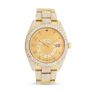 นาฬิกาเงินสเตอร์ลิงแบบ Iced Out VVS พร้อมขอบหน้าปัดและสายประดับเพชร แสดงวันที่แบบอนาล็อก ขนาด 40 มม. ระบบควอตซ์ - Product Image 1