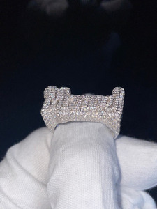 925 Sterling <b>Silver</b> Custom Champion Iced Moissanite Cluster <b>Ring</b> Rhodium Plated Hip Hop Style Birthday Gift Engagement <b>Men</b> <b>Ring</b> - Product Image 2