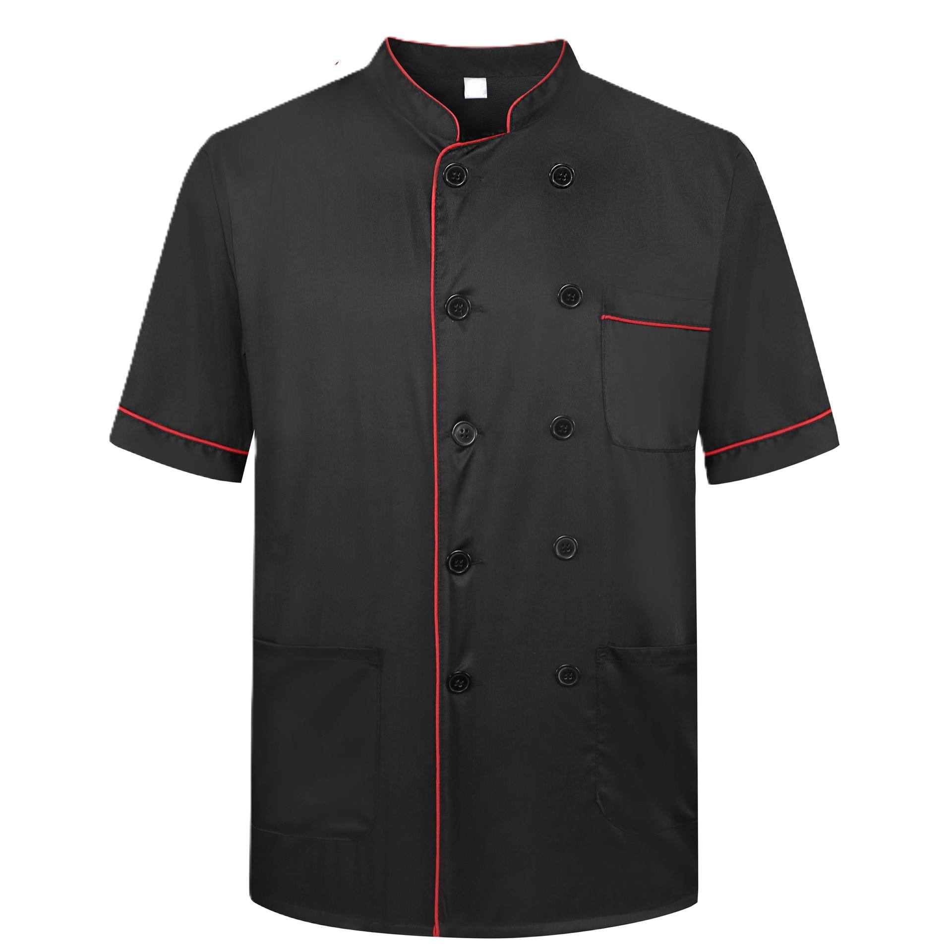 Noir avec bordure rouge à manches courtes