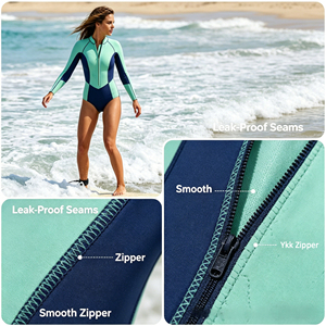3mm Neoprene Women <b>Wetsuit</b> Long Sleeve Surfing Suit Front Zipper SCR Diving Suit Flatlock Stitching Suit - Product Image 6