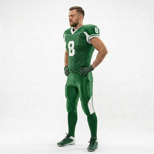 Custom American Football Uniform Men Performance Football Jersey Jogger Pants Sportswear Personalised V-Neck Short Sleeve Top - Product Image 5