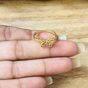 Market Favorite Butterfly Wing <b>Ring</b> Boho Brass <b>Ring</b> For Women 18k Gold Plated Filigree Insect Dainty <b>Open</b> Band <b>Ring</b> Wholesale - Product Image 1