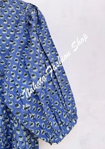 Nouvelle Arrivée Élégant Floral Bleu Noir Motif Imprimé Femmes Mini Maxi Robe Pour Les Femmes - Product Image 4