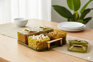Contenants de conservation alimentaire rectangulaires modernes avec couvercles en plastique hermétiques, design compartimenté pour la cuisine et la conservation des collations de fête - Product Image 3
