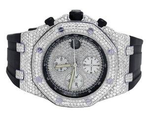 Bijoux noirs de l'océan A.P. Montre-bracelet tendance Jumbo en acier inoxydable avec diamants Moissanite VVS, mouvement à quartz, 41 mm, étanche 3 ATM - Product Image 2
