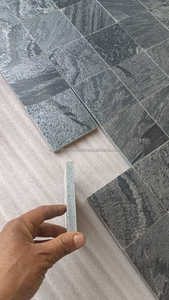 Azulejos decorativos para piscina, azulejo de piedra de revestimiento de pared, pulido y cepillado, color gris plata, 100x100mm - Product Image 3
