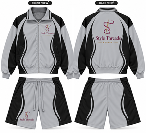 Style Threads Men's Sporty <b>Track</b> <b>Jacket</b> and Shorts Set Color Blocking Quick Dry Polyester Summer Wear - Product Image 6