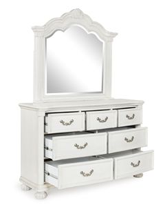 Commode classique en bois de mahogany massif de haute qualité, couleur blanche, avec miroir, pour usage intérieur. - Product Image 3