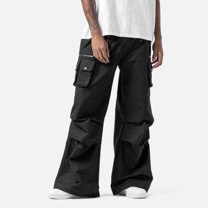 High Quality Men's Black Cargo Pants Baggy Wide Leg Flared Washed Vintage Hip Hop Streetwear Plus Size Casual Autumn Jeans - Product Image 1