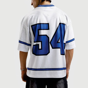 Camiseta de Fútbol Americano Oversize para Hombre al por Mayor, Cuello en V, Manga Corta, Estampado de Número, Estilo Urbano, Logotipo Personalizado, OEM, Marca Privada - Product Image 3
