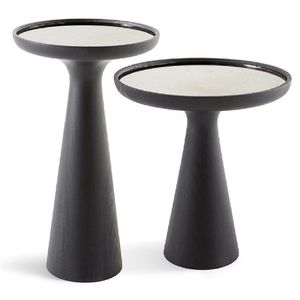 Luxury the METAL WAVE Modern Round Metal Side <b>Tables</b> with Metal <b>Legs</b> and Marble <b>Table</b> Top for Living Room - Product Image 4