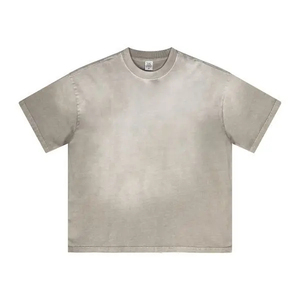 เสื้อยืดคอตตอนย้อมสีแบบแอซิดวอช ผู้ชาย สตรีทแวร์ ฮิปฮอป วินเทจ พิมพ์โลโก้ตามสั่ง เสื้อยืดย้อมสีขายส่ง - Product Image 5