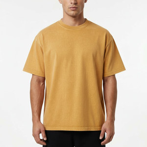 T-shirt en coton délavé personnalisé pour homme, manches courtes, col rond, tissu tricoté, style décontracté - Product Image 2