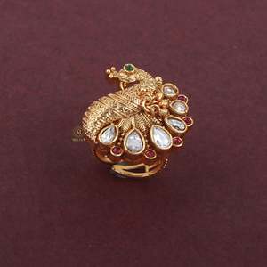 Gitika Antique Animal-Shaped Gemstone Ring 18K Gold Plated Steel Resizable Claw Setting - Product Image 3