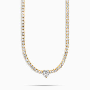 VVS1 Moissanite Heart Tennis Necklace 925 Sterling <b>Silver</b> Gold Plated Heart Pendant Tennis <b>Choker</b> - Product Image 2