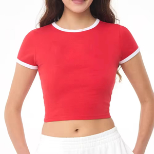 Camisetas Cortas para Mujer, Estilo Urbano, Camisetas de Manga Corta para Mujer, Camisetas Cortas de Algodón Personalizadas al por Mayor - Product Image 1