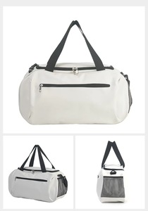 Light Gray 600D <b>Duffel</b> <b>Bag</b> 30-<b>40L</b> with Shoulder Strap and Zipper Pockets - Product Image 3