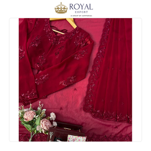 Magnifique sari indien en georgette, nouvelle collection de créateur, pour mariage, avec de riches broderies de sequins, pour femme. - Product Image 2