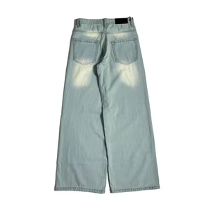 Jean pour homme personnalisé en coton et élasthanne, coupe ample et large, décontracté, respirant, à boutons, couleur unie, automne/printemps - Product Image 2