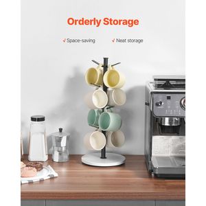 Porta Tazze da Caffè con Base in Marmo e 8 Ganci in Acciaio al Carbonio, Supporto da Banco, Soluzione di Stoccaggio Migliorata per la Cucina - Product Image 3