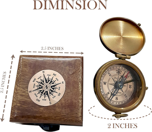 Boussole en laiton antique avec boîte cadeau en bois, boussole de navigation nautique, boussole de poche, boussole de voyage, cadeau décoratif - Product Image 4