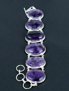 Amatista Piedra preciosa Pulsera hecha a mano Pulsera de plata esterlina 925 Pulsera ajustable Amatista - Product Image 2