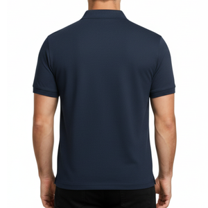 Wholesale Mens Navy Blue Polo <b>Shirt</b> with <b>White</b> Contrast Chest Panel Short Sleeve Performance Fit Casual Golf Polo T-<b>Shirt</b> - Product Image 4