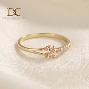 Anillo de Oro Amarillo Sólido de 10 Quilates con Diamante Cultivado en Laboratorio y Zafiro Padparadscha, Certificado por IGI, Joyería para Mujer, Regalo Especial para Uso Diario - Product Image 4