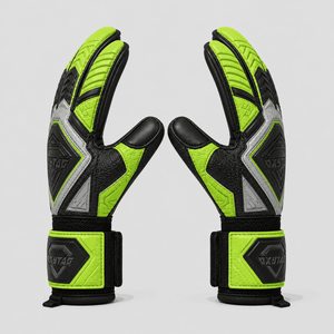 Gants de gardien de but professionnels personnalisés, vert néon noir, protection des doigts, fabricant direct de gants de gardien de but de football - Product Image 4