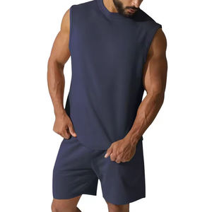 Men's O-Neck Knitted Short Sleeve T-Shirt 100% Cotton Summer Loose Fit Casual Breathable Custom Men's Gym Tank <b>Tops</b> Sleeveless T - Product Image 2