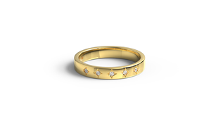 Luxury 18K Gold Starburst Diamond <b>Ring</b> Star Setting Round Diamond Flush Band Unisex <b>Dainty</b> Stacking Wedding Jewelry <b>Ring</b> Gift - Product Image 1