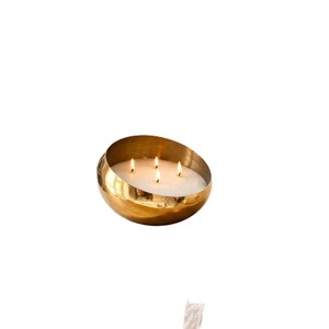 Portavelas de latón con 4 mechas, lámpara de aceite de metal dorado para el hogar, organizador de escritorio, perfecto para decoración de mesa - Product Image 1