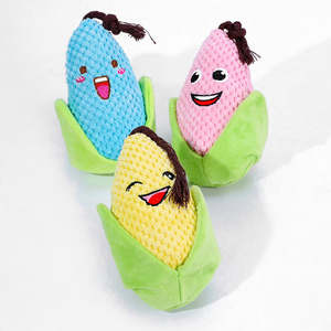 Jouet à mâcher en peluche pour animaux de compagnie, écologique, motif dessin animé, jouet couineur pour chat, mignon maïs, résistant aux morsures, nettoyage des dents - Product Image 1