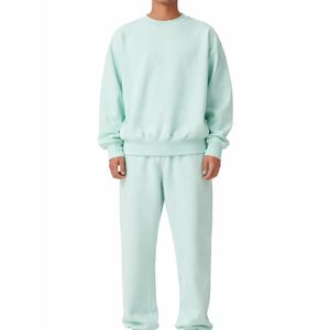 Ensemble de survêtement décontracté pour homme en molleton 100 % coton respirant à séchage rapide, couleur unie, col rond, sweat-shirt et pantalon de jogging - Product Image 2