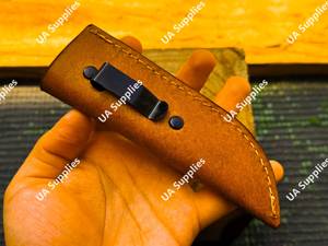 Funda de Cuero Hecha a Mano para Cuchillo, Funda de Alta Calidad para Cuchillo de Hoja Fija, para Campamento, Caza, Ligera, con Clip Vertical, OEM, ODM - Product Image 6