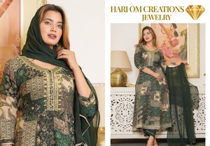 ชุดคุर्ตาปักลายผ้าไหมพิมพ์ลายสำหรับผู้หญิงจาก Hari Om Creations ระบายอากาศได้ดี ทรงปกติ ความยาวระดับเข่า เหมาะสำหรับใส่ลำลองในฤดูร้อน - Product Image 6