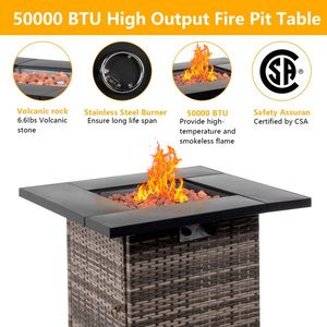 28-Inch Volcanic Stone Black Gas Firepit 50000 BTU Fire Table - Product Image 4