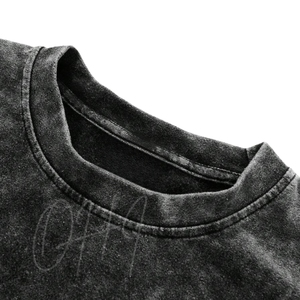 Camiseta Casual Oversize para Hombre, Azul, con Lavado Ácido Desgastado Personalizado, Dobladillo Deshilachado, Estilo Urbano, Estampado Distintivo, 100% - Product Image 3