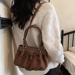 Custom Brand Crossbody Leather <b>Bag</b> Women <b>Brown</b> Bowknot Ruched Casual Commute Travel <b>Satchel</b> Fits Phone Wallet Lipstick - Product Image 6
