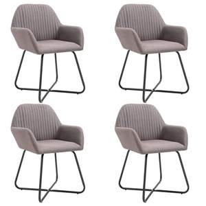 Juego de 4 Sillas de Comedor de Poliéster Color Taupe con Acero con Recubrimiento en Polvo, Colección de Sillas de Comedor Elegantes y Duraderas - Product Image 1