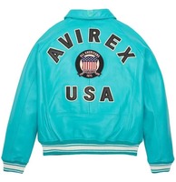Veste en cuir ICON Avirex pour homme, veste bomber en cuir PU avec patch brodé, veste en cuir Avirex pour homme, style streetwear