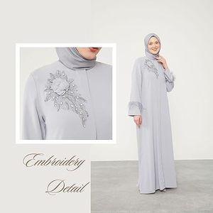 Custom Abayas For Muslim Girls Maxi Abaya Caftan Arabic Eid Prayers Embroidery Fancy Wedding Outerwear Outdoor Islamic Dubai - Product Image 5