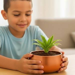 Maceta Metálica para Flores, para Sala de Estar y Oficina, Maceta Premium para Suculentas de Sobremesa, Maceta Metálica para Flores, para Sala de Estar y Oficina - Product Image 1