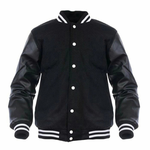 <b>Men</b> Leather Stand Collar Front Logo Custom Quilted Varsity <b>Jacket</b> Street Wear <b>Baseball</b> <b>Jacket</b> - Product Image 1