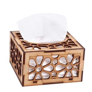 Boîte à mouchoirs moderne en MDF durable, support décoratif pour serviettes, découpe florale, pour la maison, le bureau, la voiture, l'hôtel - Product Image 3