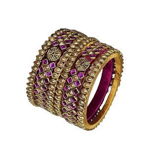 Gold Plated Alloy Bangle With <b>Crystal</b> Rhinestone Bezel Setting Imitation Pearl Women's Classic Party Jewelry Fashion <b>Bracelet</b> - Product Image 2