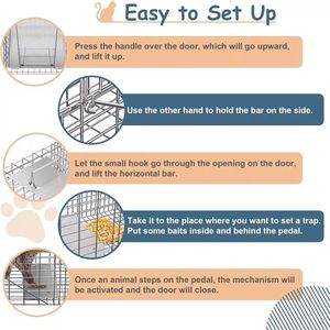 กรงดักสัตว์ขนาด 32 นิ้ว ทำจากเหล็กแข็งแรง ทนทาน พร้อมประตูเหล็ก สำหรับดักจับสัตว์มีชีวิต - Product Image 4