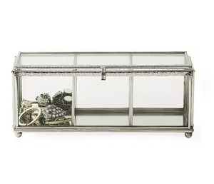 Elegant Metal & Glass Jewelry <b>Box</b> Decorative <b>Trinket</b> Case for Rings Earrings Necklace Bracelet Home Vanity Display - Product Image 2